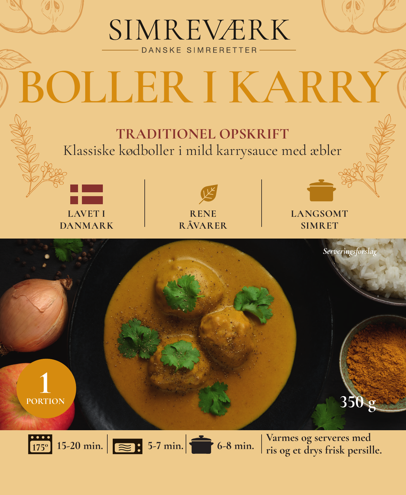 Emballage til Simreværk Boller i karry 350 g